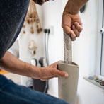 Ashraf Hanna at work in his studio 2019